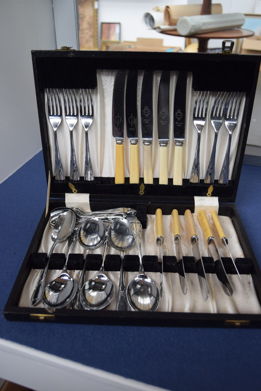 A set of Art Nouveau 'ChromOld' canteen of flatware, including forks,