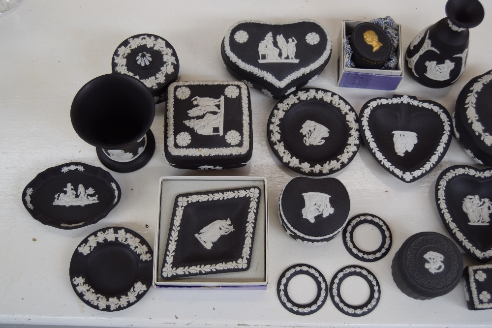 A quantity of Wedgwood black basalt jasperware including various trinket dishes and boxes, - Image 3 of 3