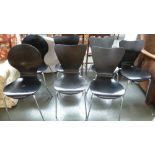 Five black 20th century design dining chairs with two others of similar design (7)