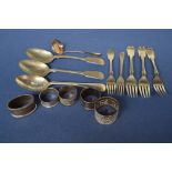 A lot of five silver napkin rings to include, a Victorian, by JATS London 1892, an Edward VII,