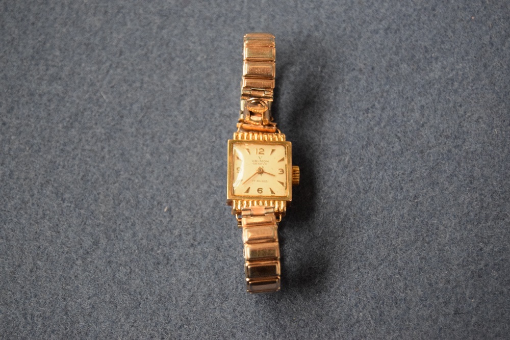 A 1950's 18ct gold cased ladies wristwatch, by Valmon Geneve,
