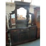 A late 19th century mahogany dresser with triple mirror over three drawers above three cupboards