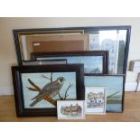 A quantity of pictures including various landscapes, still life, two embroidery samplers,