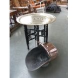 An Indian brass topped table,