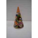 A Poole Zone pottery sugar shaker by Karen Brown in the style of Clarice Cliff hand painted with