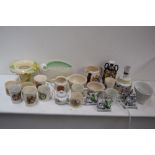 A quantity of china including various pieces of commemorative ware namely W.H Goss, Fenton and J.