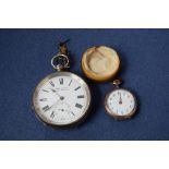 A silver open face pocket watch, by H.