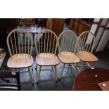A set of four stick back painted pine kitchen chairs (4)