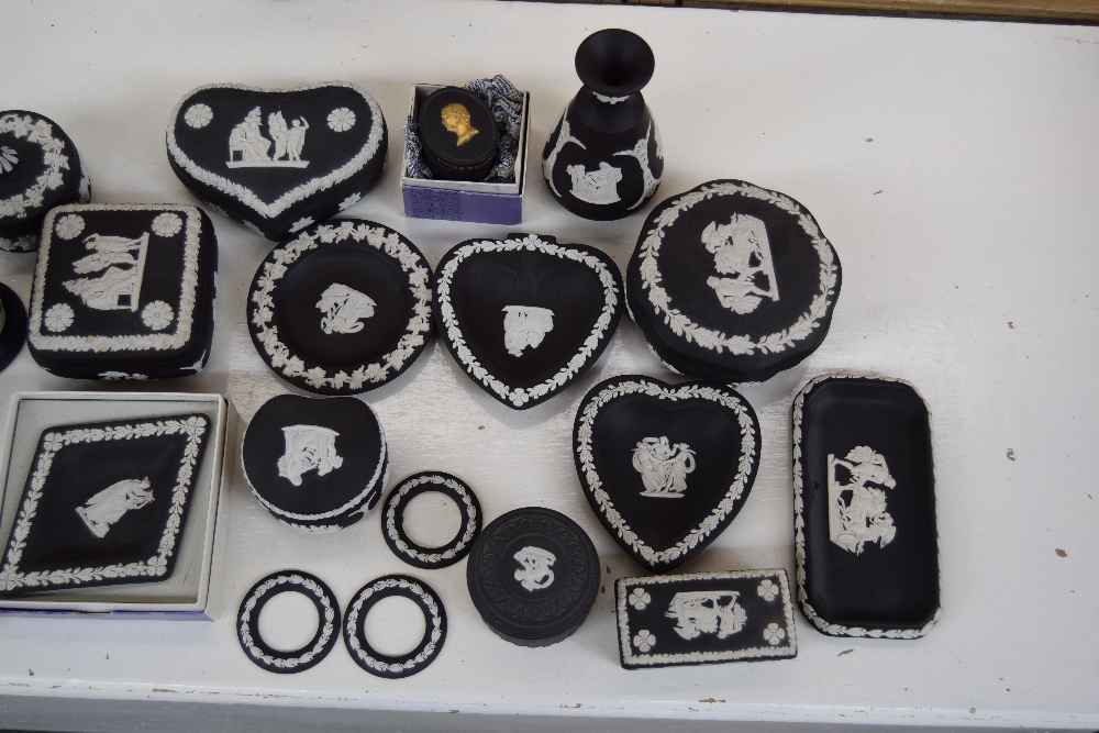 A quantity of Wedgwood black basalt jasperware including various trinket dishes and boxes, - Image 2 of 3