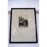 Willie Rawson, 20th century, Worksop Priory, etching on paper,