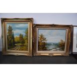 Two original oils on canvas landscape scenes,