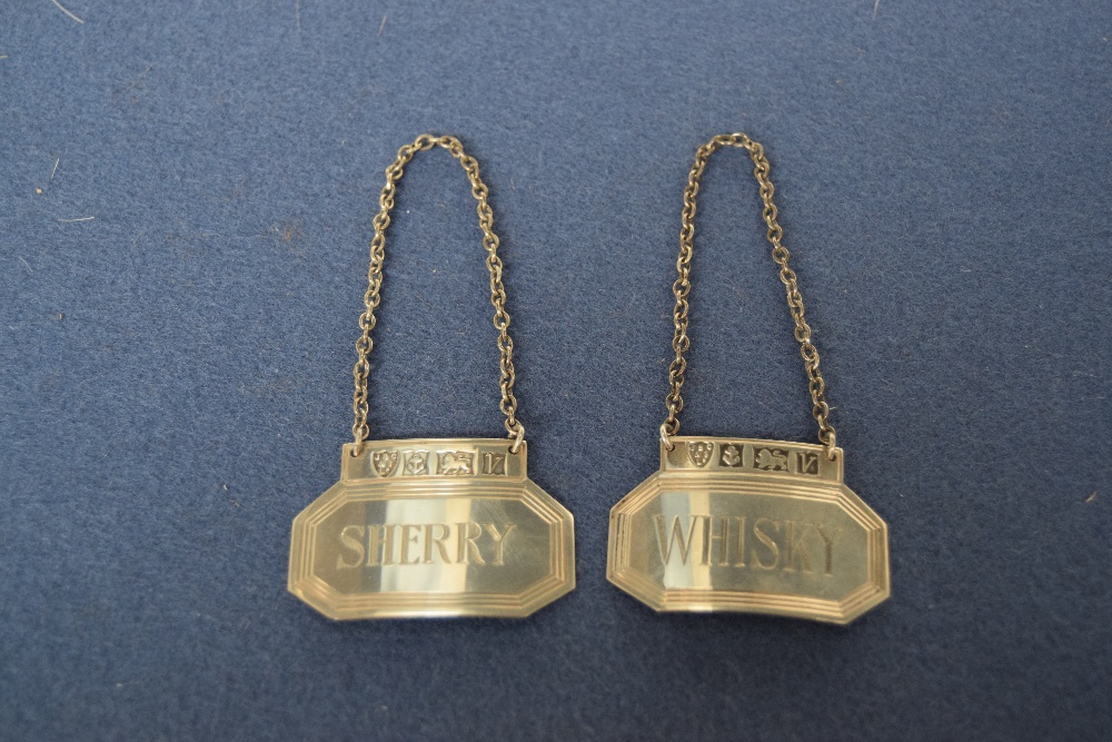 A pair of 1970's silver decanter labels, by JB Chatterley & Sons Ltd, Birmingham 1970,