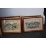 Four small framed prints of view of Bridport and the surrounding area including West Street,