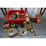 A mixed lot to include various pieces of studio pottery namely Briglin, a vintage foot warmer,