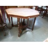 An Edwardian octagonal side table with turned legs and galleried undershelf 67cmD x 50cmH