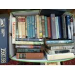 A box of books mainly on naval history and ships