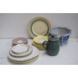 A quantity of china including Royal Adderley, a yellow Wedgwood part tea set, Poole pottery,