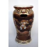 A Satsuma jardiniere and stand, meiji period, decorated with fighting samurai warriors,