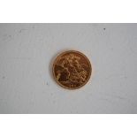 Gold half Sovereign coin,