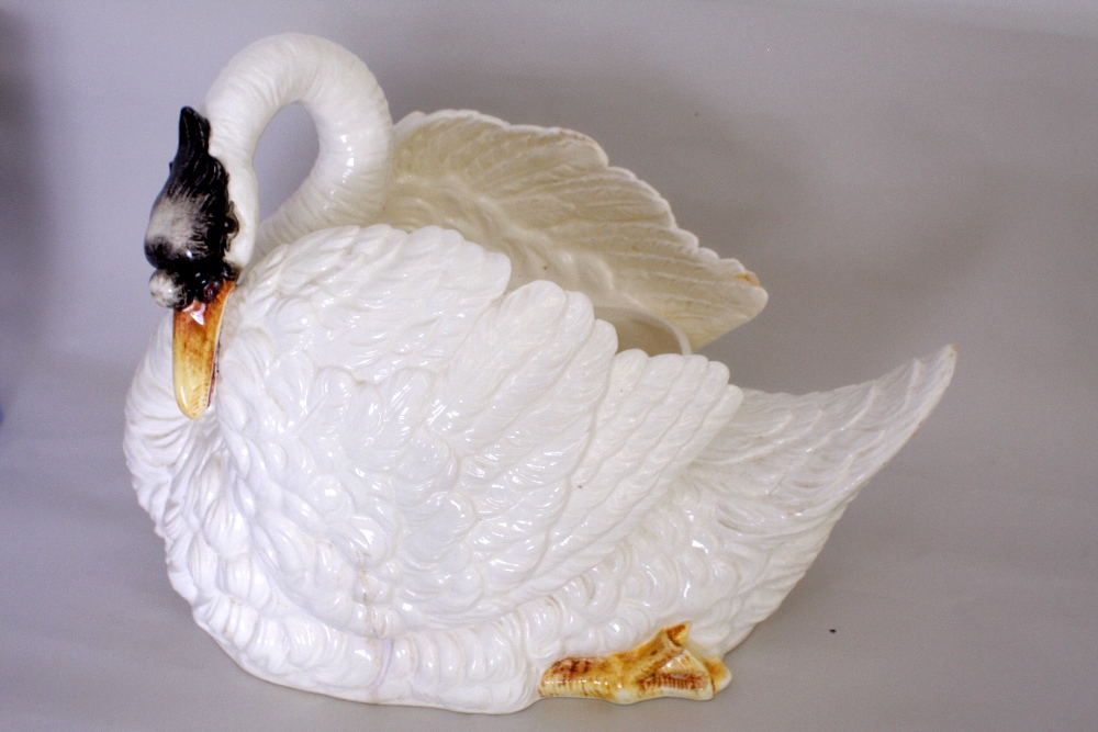 A mid Victorian Staffordshire jardiniere in the form of a naturalistic swan, - Image 2 of 2