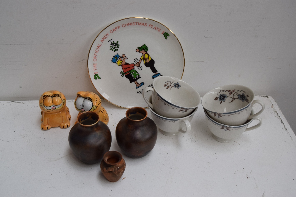 A quantity of china including an Andy Capp Christmas Plate and Royal Doulton 'Old Colony'