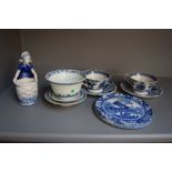 A Wedgwood 'Fallow Deer' pot stand together with various other blue and white items (7)