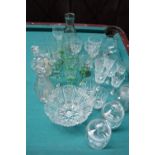 A selection of glassware including wine glasses, bowls,