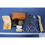 A quantity of costume jewellery and other items including a Rotary ladies wristwatch and various