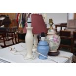 A selection of table lamps including an oriental style one in the form of a ginger jar