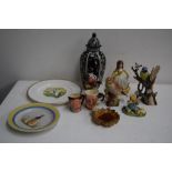 A mixed lot of china including two Lancaster Hanley Character ware Toby jugs a Wade trinket dish