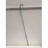 A Nailsea style green glass spiral twisted walking stick 100cmL