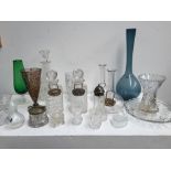 A quantity of glassware including Capri crystal glasses, various cut glass bowls and vases,