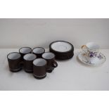 A Horsea Pottery Oven to Table ware coffee set of brown,