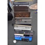 A quantity of vintage radios including Beolit delux, Hitachi, National Panasonic, Philips and a G.