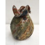 Brannam & Barnstaple Pottery style vase decorated with stylised green flowers and foliage over a