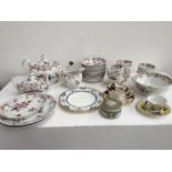 A quantity of decorative teawares including a floral part tea set on cream ground, Royal Worcester,