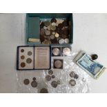 A collection of coins and Bank notes including: Queen Victoria one shilling 1886 F-VF £10,