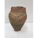 LOCAL INTEREST: A Linda Browne pottery vase decorated with fishing motifs, 20cmH,