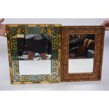 A small rectangular mirror gilt frame together with another mirror with decorative floral border