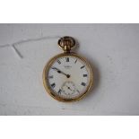 A gent's Waltham Gold plated pocket watch with roman numerals and secondary dial for seconds