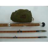 J B Walker of Newcastle 12ft 3 piece hand built split cane salmon rod, red agate butt guide,