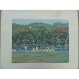 Cricket Interest: Joe Bowen Hussains century at Kandy signed and dated lower left,