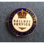 London & South Western Railway WWI Railway sevice enamel lapel badge by J. A. Wylie & Co. no.