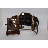 A small wooden toilet mirror 37 cm height and a dressing mirror gilt frame patent 47 cm height