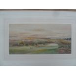An early 20th century framed watercolour believed to depict Queen's Park Golf Course, Bournemouth.