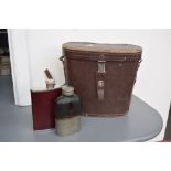 A James Dixson and Sons Sheffield hip flask and one other together with a cased pair of Panorama