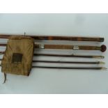 ROD: Hardy Greenheart Salmon Rod, - 3 piece greenheart salmon fly with correct spare top,