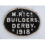 Railwayana - A Small Cast Iron Wagon Plate "M.