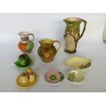 A Carlton Ware Art Deco jug 'Day Oak' pattern height 30cm together withother items; Crown Derby;