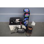 A quantity of cameras including a Canon Sure Shot Autofocus in carry case,